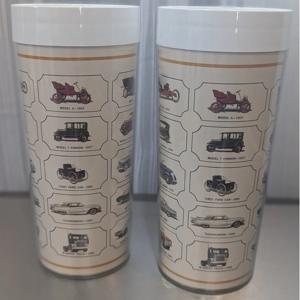 Vintage West Bend Ford Evolution Cars‎ Thermo-Serv Insulated Tumbler Set